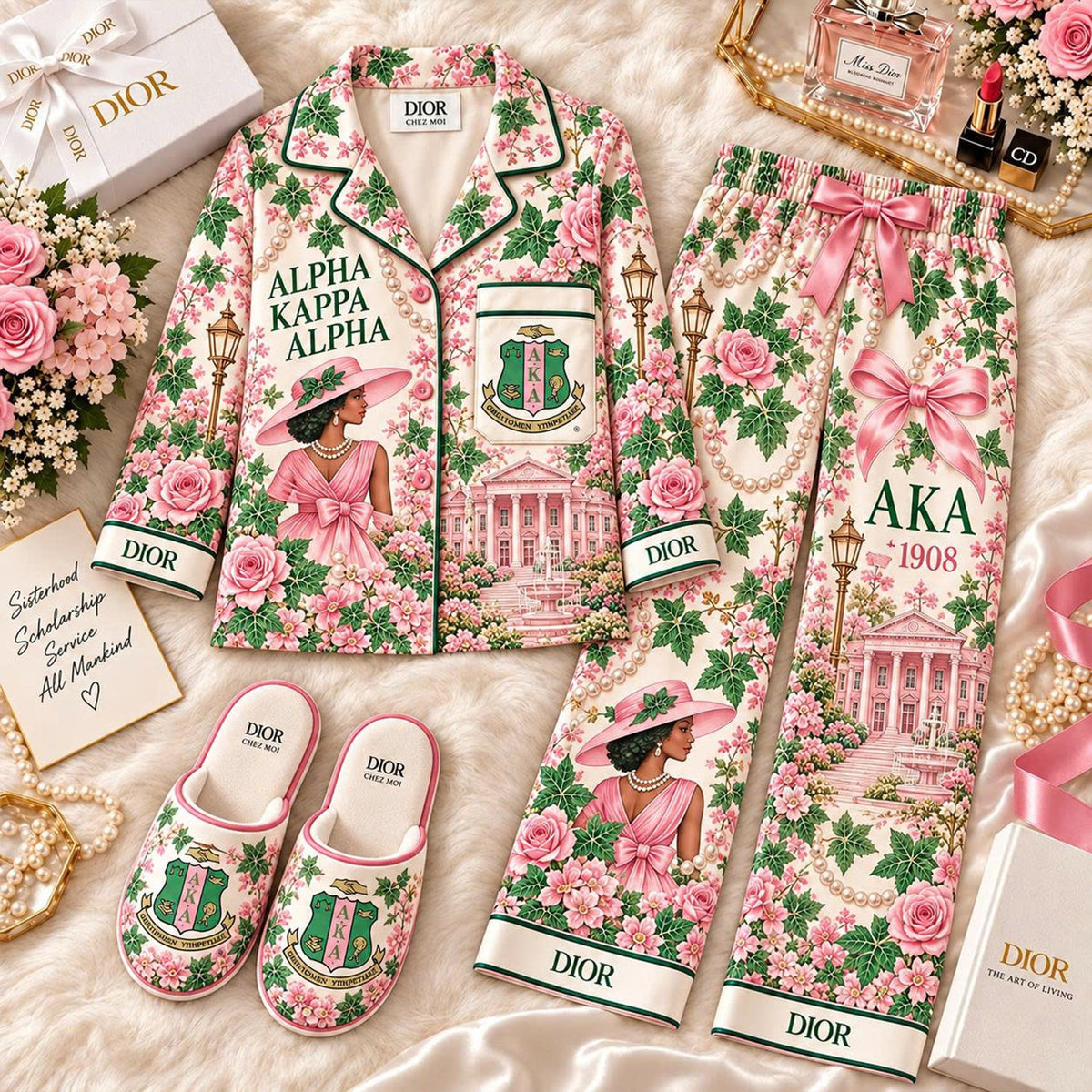 WOMEN’S PREMIUM SIGNATURE SATIN PAJAMA SET ALK YPT AKA 1210261