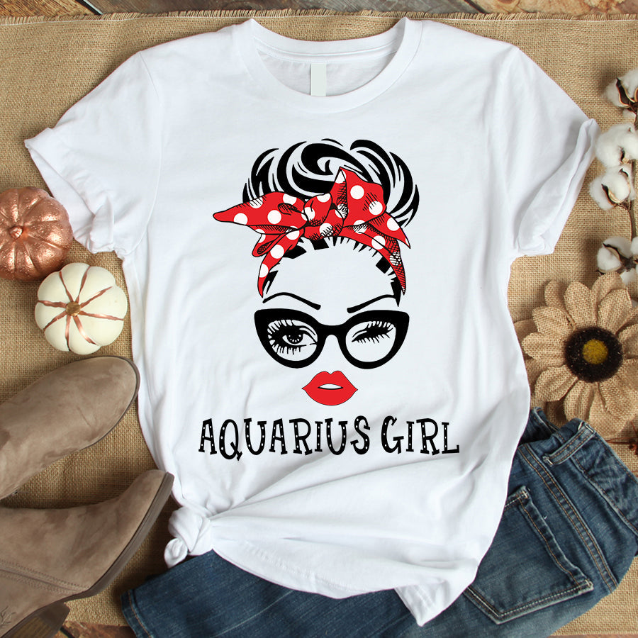 Aquarius Girl, Aquarius Birthday Shirts for woman, Aquarius birthday month, Aquarius cotton T-shirt for her